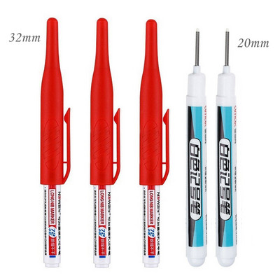 Haile 32/20mm Αδιάβροχο Λευκό Λιπαρό Βαθιά Τρύπα Μαρκαδόροι Κεφαλής Μακριάς Μύτης για Μεταλλικά Διατρητικά Εργαλεία Διακόσμησης Ξυλουργικής Μπάνιου