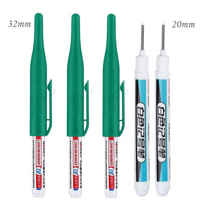 Haile 32/20mm Αδιάβροχο Λευκό Λιπαρό Βαθιά Τρύπα Μαρκαδόροι Κεφαλής Μακριάς Μύτης για Μεταλλικά Διατρητικά Εργαλεία Διακόσμησης Ξυλουργικής Μπάνιου