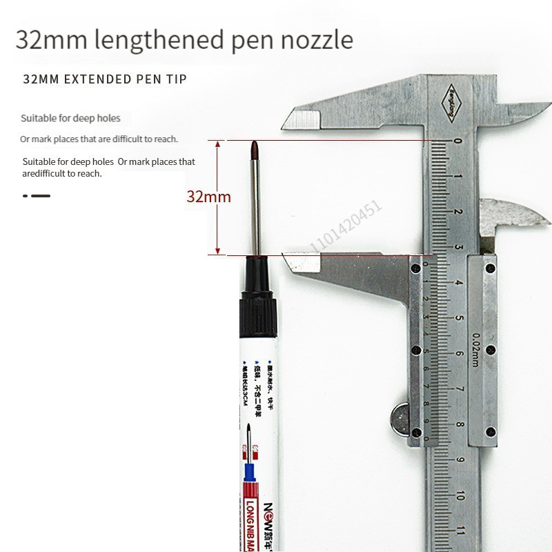 Haile 32/20mm Αδιάβροχο Λευκό Λιπαρό Βαθιά Τρύπα Μαρκαδόροι Κεφαλής Μακριάς Μύτης για Μεταλλικά Διατρητικά Εργαλεία Διακόσμησης Ξυλουργικής Μπάνιου