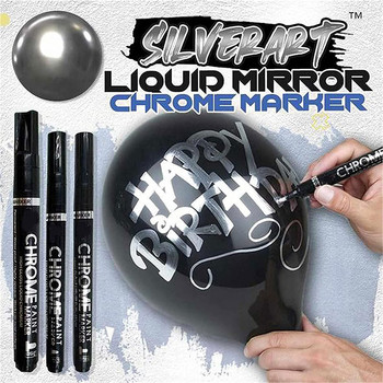Хромиран сребърен маркер Направи си сам Маркер за боядисване Огледало Течен хромиран финиш Металик Водоустойчиви UV устойчиви Консумативи Занаятчийски аксесоари за писалка