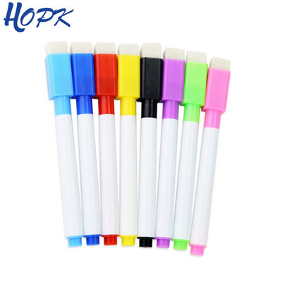 8PC/Lot Magnetic Colorful Whiteboard Pen Black White Board Markers Built In Eraser School Supply children`s Graffiti Drawing pen