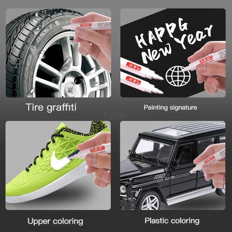 Haile 2-6 gab metālam baltiem eļļainiem marķieriem ūdensnecaurlaidīgs pastāvīgs plastmasas želejveida pildspalvas rakstīšanas zīmējums, DIY grafiti kancelejas piederumu piezīmju grāmatiņa