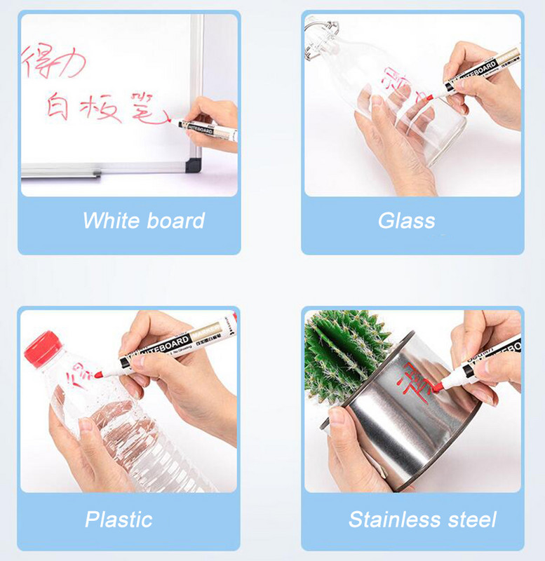Deli 3 buc. Markere de ștergere pentru tablă albă, pixuri de scris, ștergere umedă, negru, albastru, roșu, markere reîncărcabile, articole de papetărie de birou