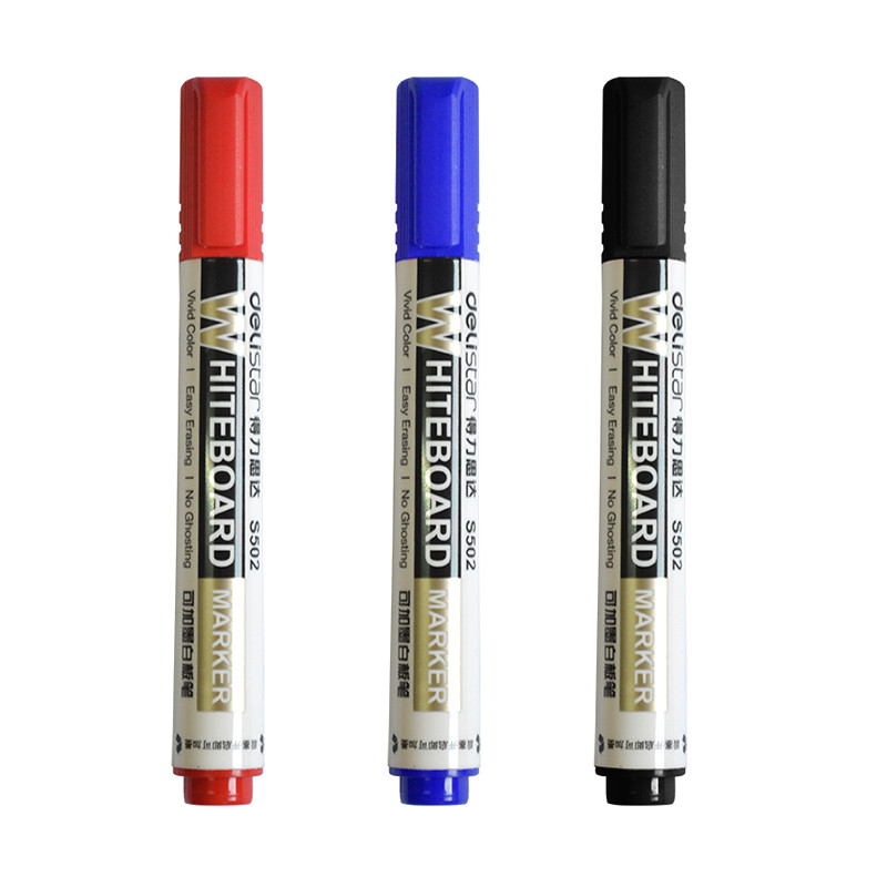 Deli 3 buc. Markere de ștergere pentru tablă albă, pixuri de scris, ștergere umedă, negru, albastru, roșu, markere reîncărcabile, articole de papetărie de birou