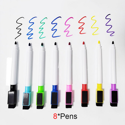 8 spalvų vnt. Spalvingas magnetinis sausas trintukas baltos lentos žymeklis virtuvės šaldytuvui, biuro mokyklos klasės reikmenims