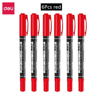 4/9 бр./лот Deli Twin Tip Permanent Marker Set Fine Point Водоустойчиво мастило Тънък писец Необработен писец Черно мастило 0,5 mm-2 mm фин цвят