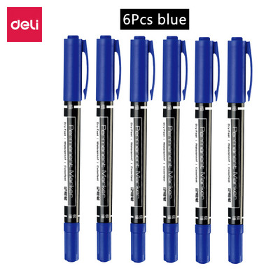 4/9 бр./лот Deli Twin Tip Permanent Marker Set Fine Point Водоустойчиво мастило Тънък писец Необработен писец Черно мастило 0,5 mm-2 mm фин цвят