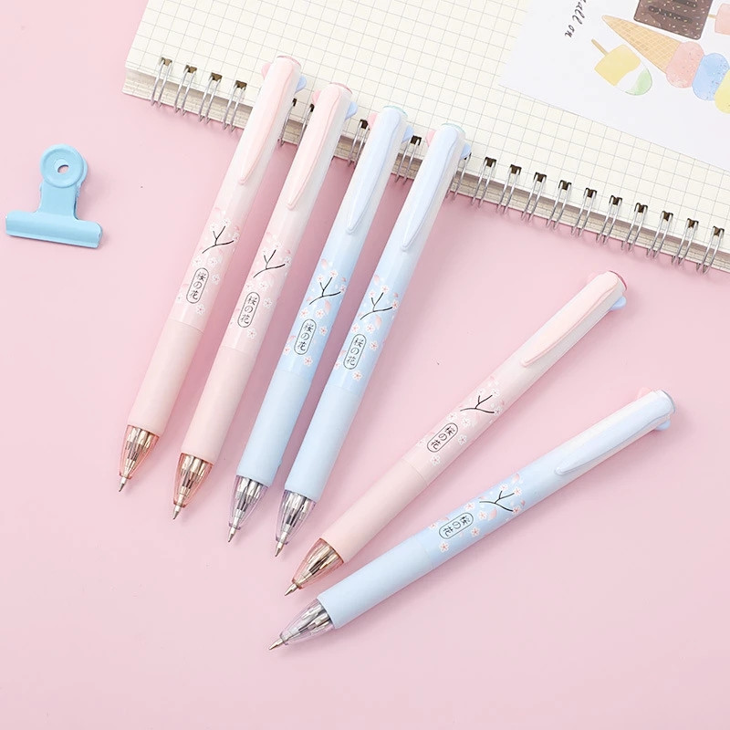 Lodīšu pildspalva ar klipsi Četru krāsu daudzfunkciju lodīšu pildspalva Kawaii lodīšu pildspalva Studentu skolas kancelejas piederumi