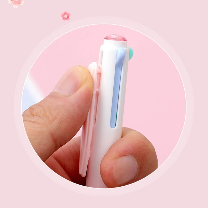 Lodīšu pildspalva ar klipsi Četru krāsu daudzfunkciju lodīšu pildspalva Kawaii lodīšu pildspalva Studentu skolas kancelejas piederumi