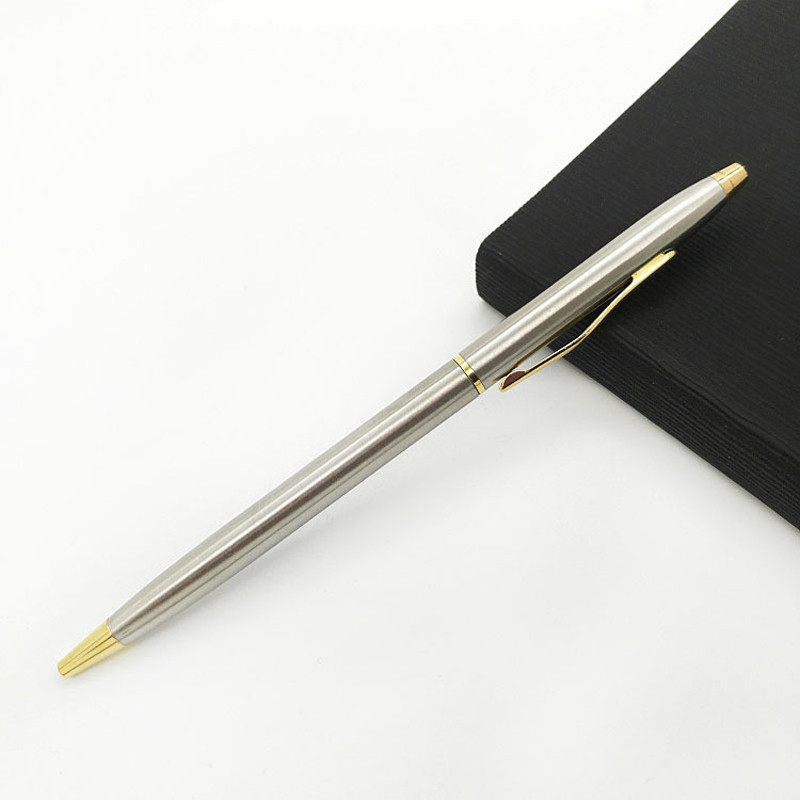 Metalna kemijska olovka 0,7 mm Zlatno Srebrna Luksuzna prilagođena reklamna poklon olovka za učenike Uredski poslovni pribor