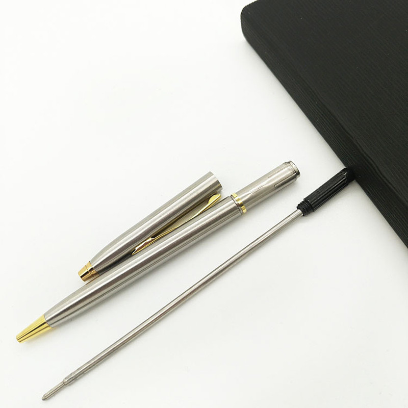 Metalna kemijska olovka 0,7 mm Zlatno Srebrna Luksuzna prilagođena reklamna poklon olovka za učenike Uredski poslovni pribor
