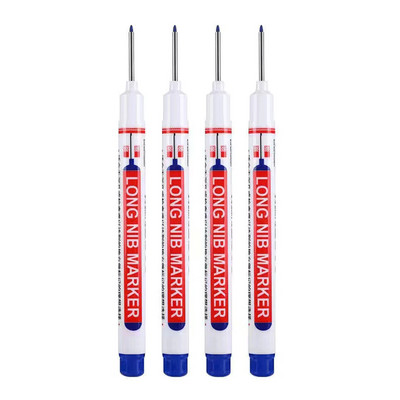 4 gab./komplekts Garas galviņas marķieri pildspalva Vannas istabas kokapstrādes apdare Daudzfunkcionāla dziļo caurumu marķieri pildspalva Sarkana/melna/zila tinte