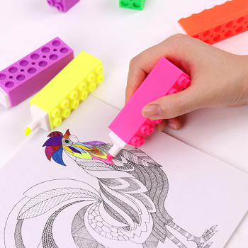 5 цветни креативни градивни блокове Маркираща писалка за маркиране Сладки химикалки с графити Kawaii Дете студент Рисуване Канцеларски материали