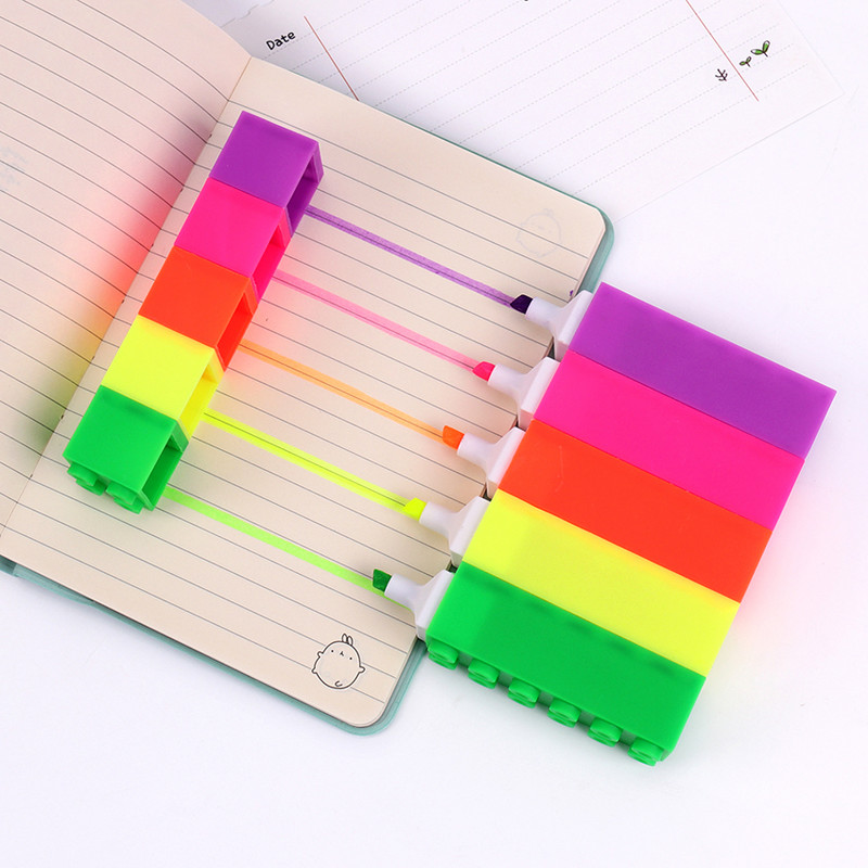 5 цветни креативни градивни блокове Маркираща писалка за маркиране Сладки химикалки с графити Kawaii Дете студент Рисуване Канцеларски материали