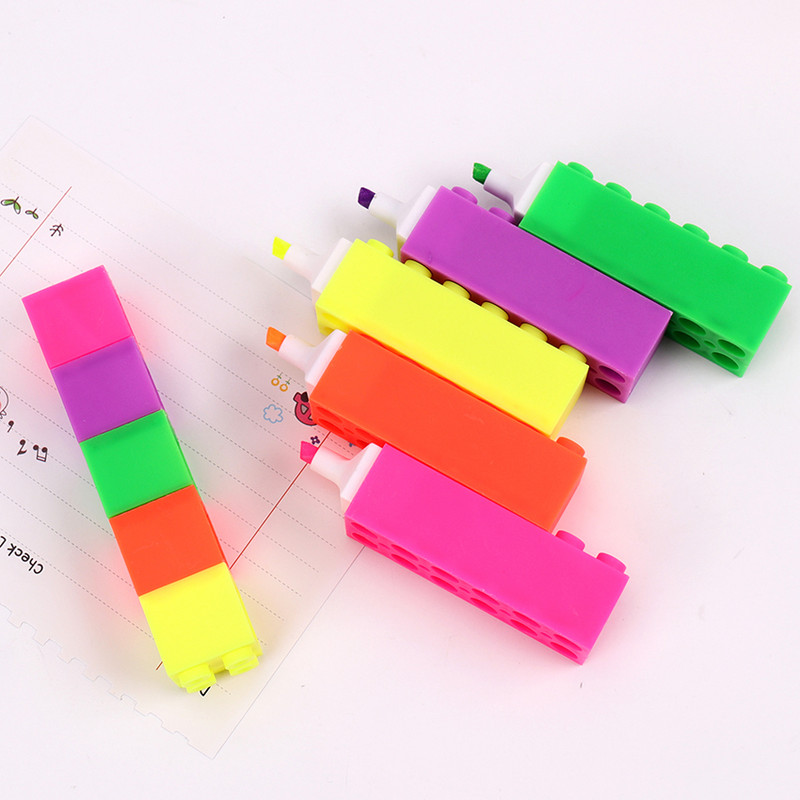5 цветни креативни градивни блокове Маркираща писалка за маркиране Сладки химикалки с графити Kawaii Дете студент Рисуване Канцеларски материали
