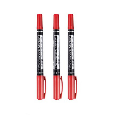 3kom/pakiranje trajnih markera s dvostrukim vrhom, fina točka, (crna, plava, crvena) tinta, 0,5 mm-1 mm