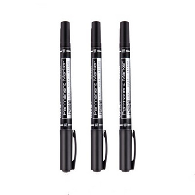 3kom/pakiranje trajnih markera s dvostrukim vrhom, fina točka, (crna, plava, crvena) tinta, 0,5 mm-1 mm