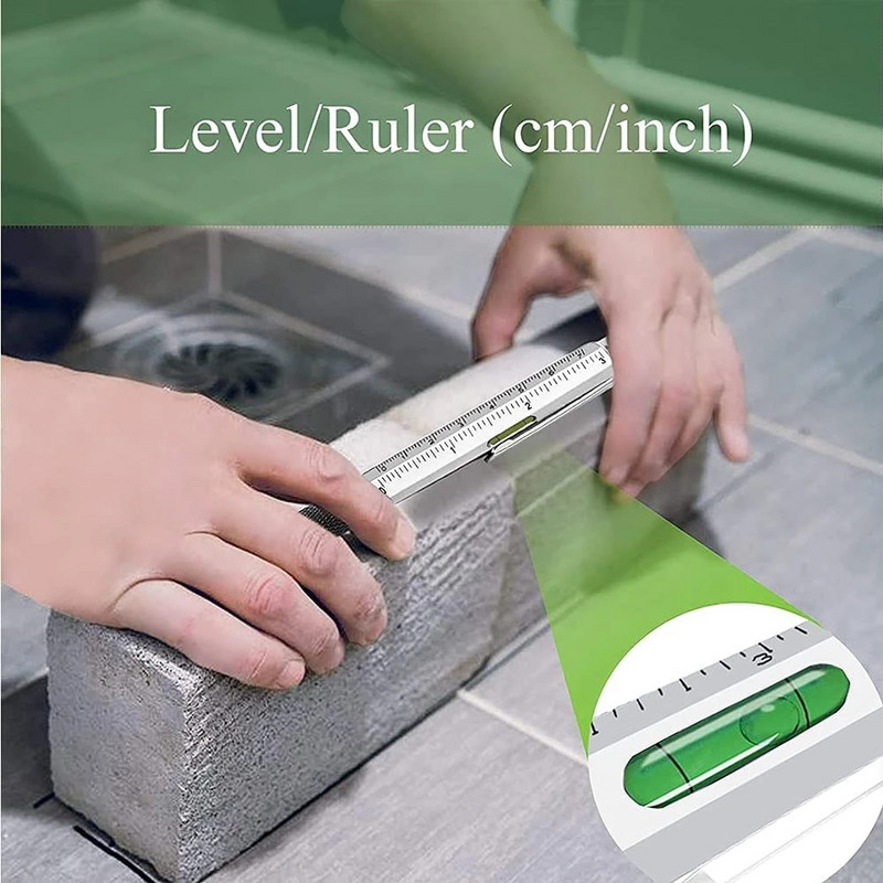 7 u 1 višenamjenska kemijska olovka s modernim ručnim alatom Tehničko mjerno ravnalo Odvijač Zaslon osjetljiv na dodir Igla Libela