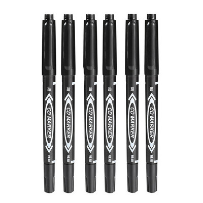 6 τεμ./Σετ μαρκαδόρο μόνιμου μαρκαδόρου διπλής μύτης Fine Point Waterproof Ink Thin Nib Crude Nib Black Ink 0,5mm-1mm Λεπτό χρώμα