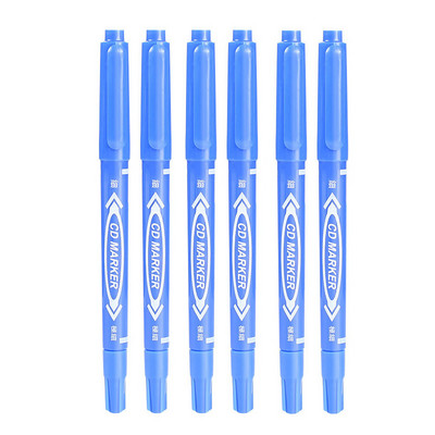 6 τεμ./Σετ μαρκαδόρο μόνιμου μαρκαδόρου διπλής μύτης Fine Point Waterproof Ink Thin Nib Crude Nib Black Ink 0,5mm-1mm Λεπτό χρώμα