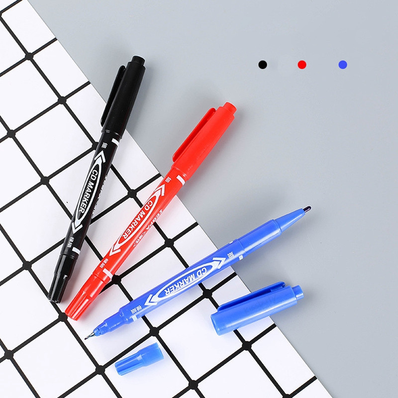 6 τεμ./Σετ μαρκαδόρο μόνιμου μαρκαδόρου διπλής μύτης Fine Point Waterproof Ink Thin Nib Crude Nib Black Ink 0,5mm-1mm Λεπτό χρώμα