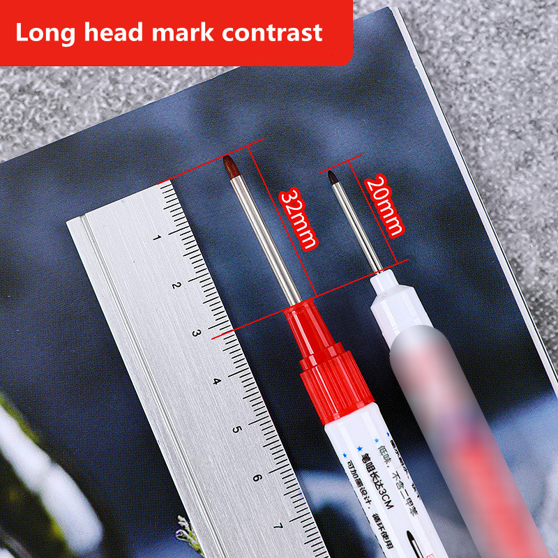 2/4 gab. Lielas ietilpības marķieri ar garu galvu Vannas istabas kokapstrādes apdare Daudzfunkcionālas dziļo caurumu marķieru pildspalvas, melna zila tinte