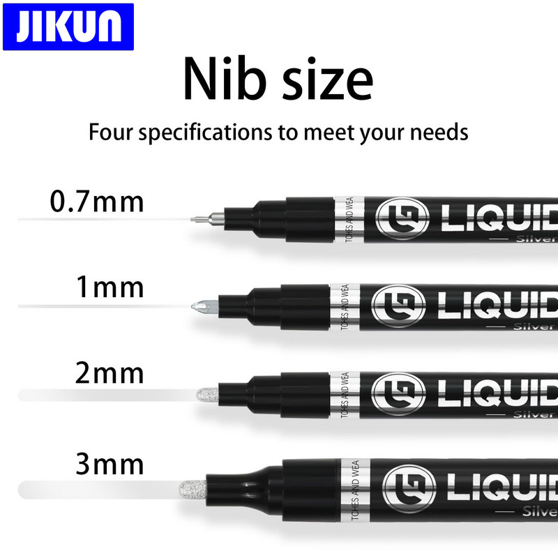 JIKUN Chrome Mirror Marker Pen DIY Reflektirajuća olovka s tekućom bojom Srebrno-zlatni markeri Kromirana metalna umjetnička rukotvorina