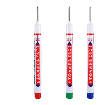 3 бр./компл. маркери с дълга глава Баня Дървообработваща декорация Многофункционални маркери с дълбоки дупки Червено/черно/синьо/зелено/бяло мастило