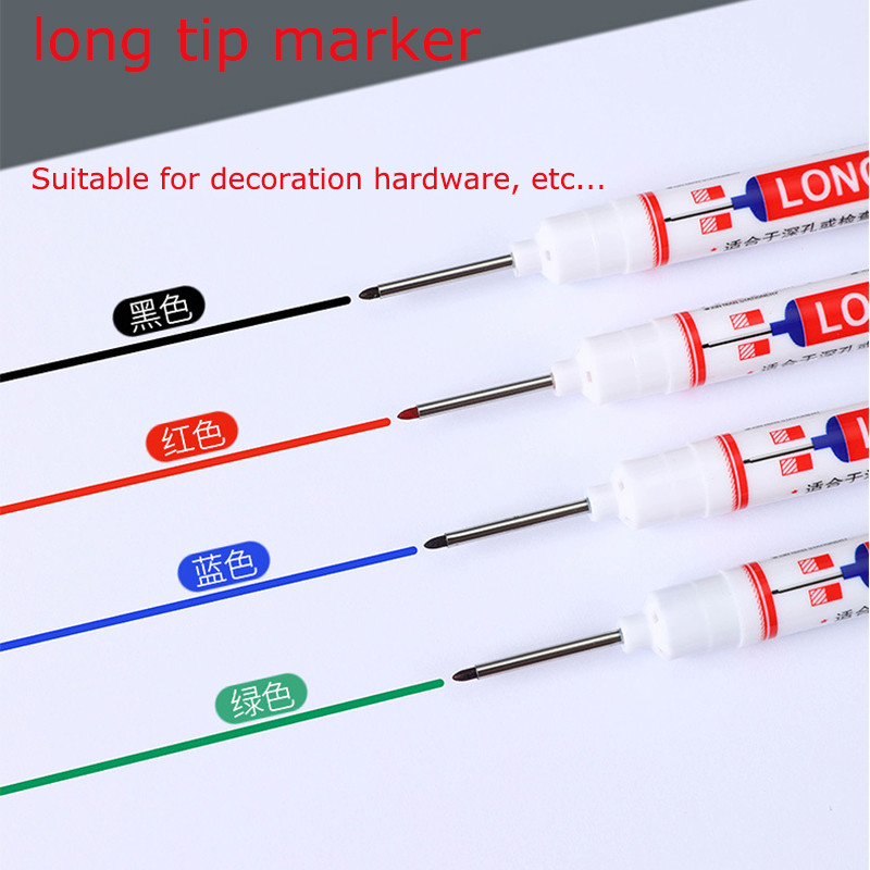 3 бр./компл. маркери с дълга глава Баня Дървообработваща декорация Многофункционални маркери с дълбоки дупки Червено/черно/синьо/зелено/бяло мастило