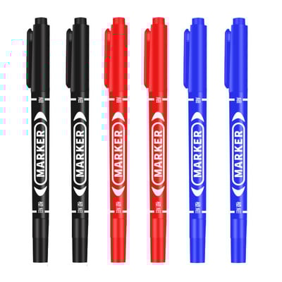 6 kom/set Veleprodajna permanentna flomaster s dvostrukim vrhom Fine Point Vodootporna tinta Tanka pero Gruda pero crna tinta 0,5 mm-1 mm fine boje