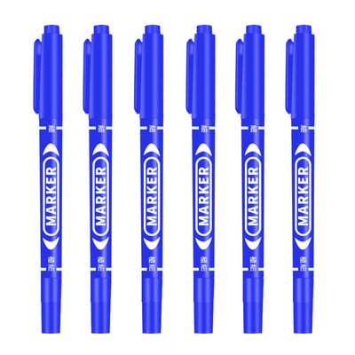 6 kom/set Veleprodajna permanentna flomaster s dvostrukim vrhom Fine Point Vodootporna tinta Tanka pero Gruda pero crna tinta 0,5 mm-1 mm fine boje