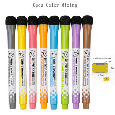 8 culori, ștergătoare, marcator magnetic pentru tablă albă, pixuri cu cretă lichidă pentru tablă albă, pentru copii, desen, profesor, papetărie de birou