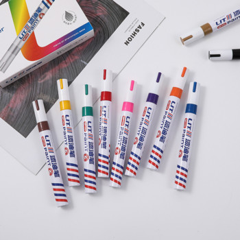 12 цвята, 1 бр. Цветна писалка за маркери за боядисване Водоустойчиви трайни бели маркери Протектор на гума Боядисване на гумен плат Метални маркери за лице Art