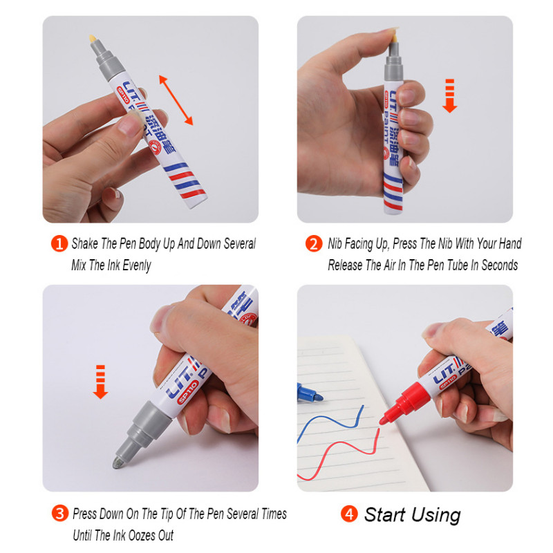 12 цвята, 1 бр. Цветна писалка за маркери за боядисване Водоустойчиви трайни бели маркери Протектор на гума Боядисване на гумен плат Метални маркери за лице Art