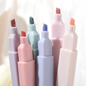 6 цветни хайлайтери Химикалки за рисуване Бързосъхнещи маркери за маркиране на бележки, дневник, училищни офис консумативи