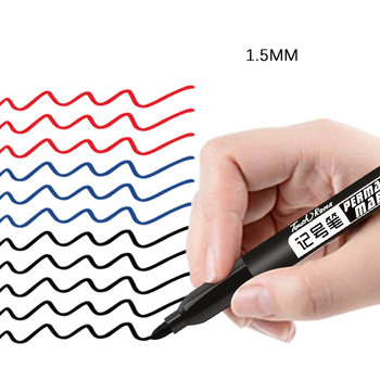 10 τμχ/σετ Μόνιμος μαρκαδόρος αδιάβροχο στυλό μαρκαδόρου Μεσαίο σημείο 1,5 χιλιοστών Μαρκαδόρος στυλό Μαύρο μπλε κόκκινο μελάνι Προμήθειες τέχνης