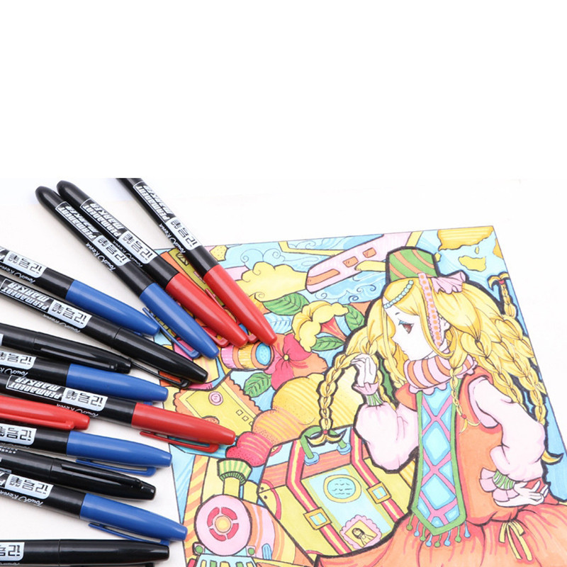 10 kom/set Trajni marker Vodootporna olovka srednjeg vrha 1,5 mm olovka Marker crna plava crvena tinta Potrepštine za umjetnost