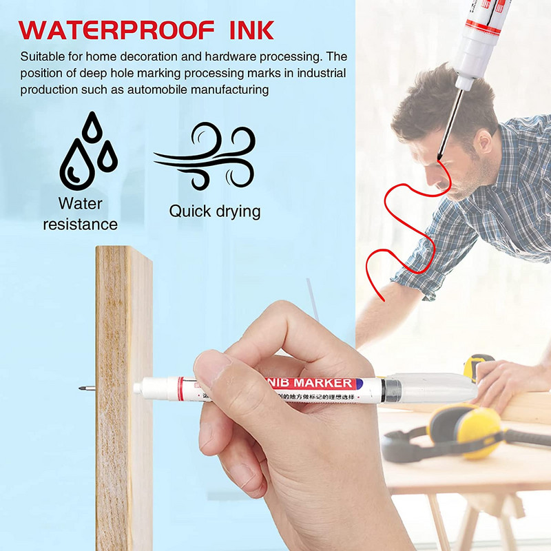 Haile Oily Waterproof Deep Hole Tool Μαρκαδόρος Σετ Μαρκαδόρος Μπάνιου Ξυλουργική Διακόσμηση Μαρκαδόροι Πολλαπλών Χρήσεων Μακριά Κεφάλι Λευκοί 20mm