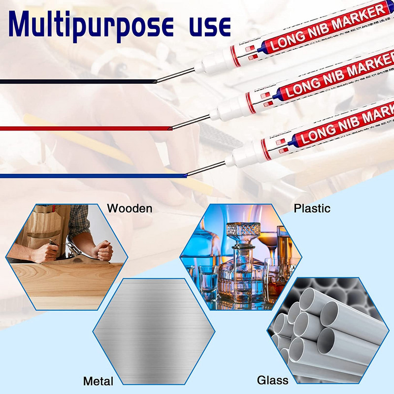 Haile Oily Waterproof Deep Hole Tool Μαρκαδόρος Σετ Μαρκαδόρος Μπάνιου Ξυλουργική Διακόσμηση Μαρκαδόροι Πολλαπλών Χρήσεων Μακριά Κεφάλι Λευκοί 20mm