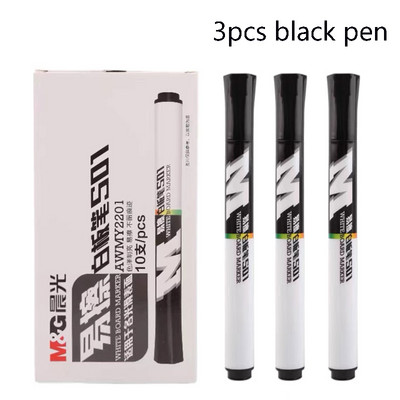 3 tk M&G kustutatav veepõhise tahvli markerpliiats, must/sinine/punane veepõhise tindiga toornaelaga kooligraffititarbed kirjatarbed