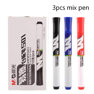 3 tk M&G kustutatav veepõhise tahvli markerpliiats, must/sinine/punane veepõhise tindiga toornaelaga kooligraffititarbed kirjatarbed