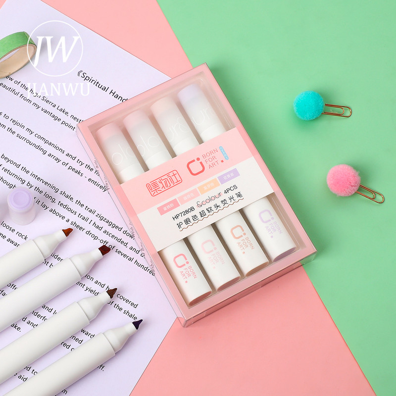 JIANWU 4 kom./set Super mekani markeri za označavanje svijetlih boja Kawaii marker Fluorescentna olovka za crtanje, pribor za pisanje