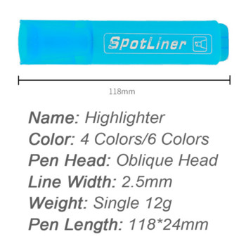 6 цвята Маркери за маркиране Цветни тетрадки Важен знак Флуоресцентна писалка Наръчник с голям капацитет Графити Класически флаш химикалки
