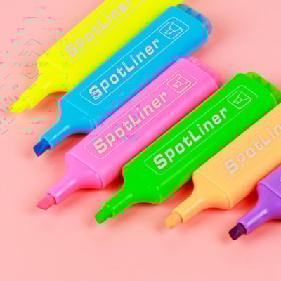 6Colors Highlighter Markers Έγχρωμα σημειωματάρια Σημαντική σήμανση φθορίζον στυλό υψηλής χωρητικότητας Εγχειρίδιο Graffiti Classic στυλό flash