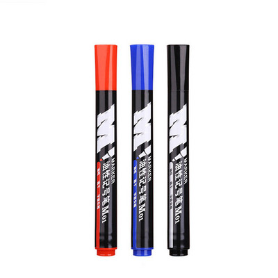 3pcs/Set Permanent Marker Pen Waterproof Large Capacity Ink Fine Dot Black Blue Red Oily Ink Round Head Fine Color Marker Pen