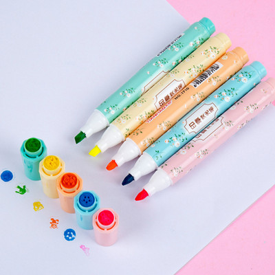 6 ΤΕΜ Φορητό Mini Stamp Highlighter Color Marker DIY Χέρι Στυλό Γραφείου Γραφείο Φοιτητικά Προμήθειες Παιδί Δώρο Χονδρική