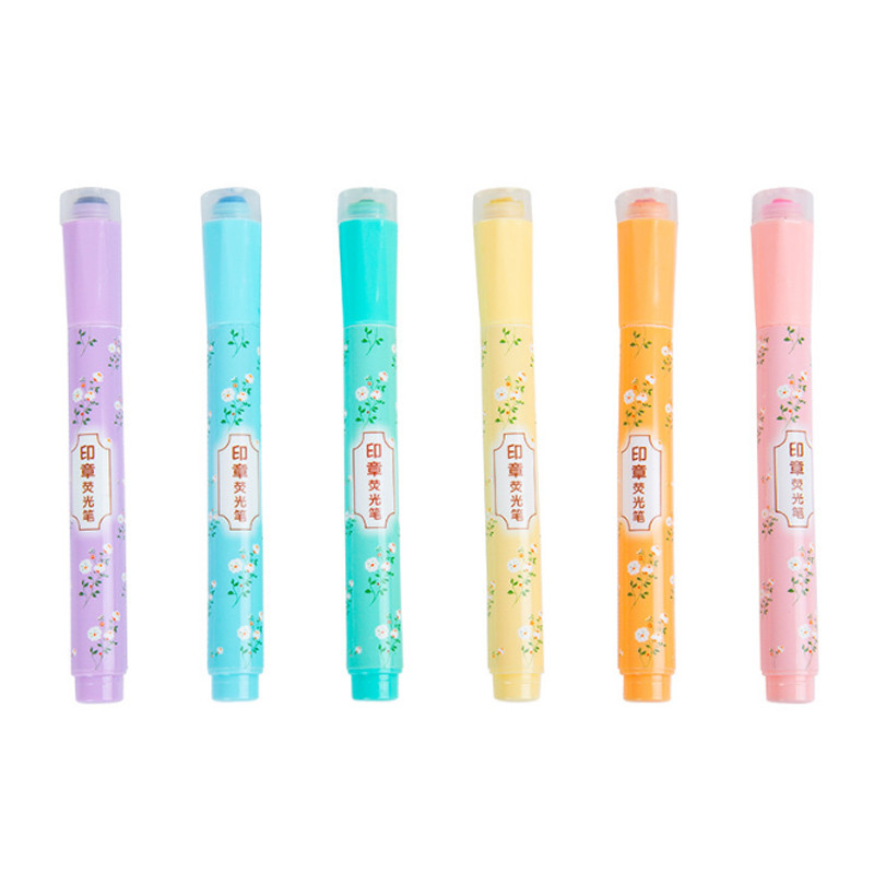 6 bucăți portabil mini ștampile evidențiator marker de culoare bricolaj pix pentru cont de mână papetărie de birou, consumabile pentru studenți, cadou pentru copii, comerț cu ridicata