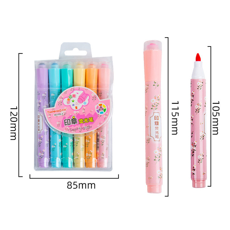6 bucăți portabil mini ștampile evidențiator marker de culoare bricolaj pix pentru cont de mână papetărie de birou, consumabile pentru studenți, cadou pentru copii, comerț cu ridicata