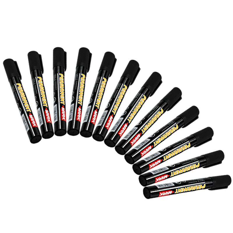12 kom/set crni marker Vodootporni CD Metalni marker s trajnom bojom Graffti Oily Marca sin desvanecimiento marker Dopisnice