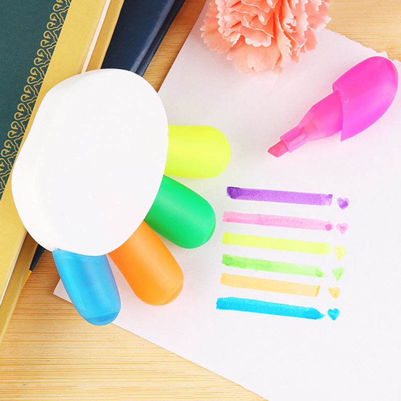 Στυλό με φωσφορίζοντα στυλό Πέταλα επισημάνσεις, Star Flower highlighters, στυλό ακουαρέλας στρογγυλού σχήματος για σχολικό γραφείο